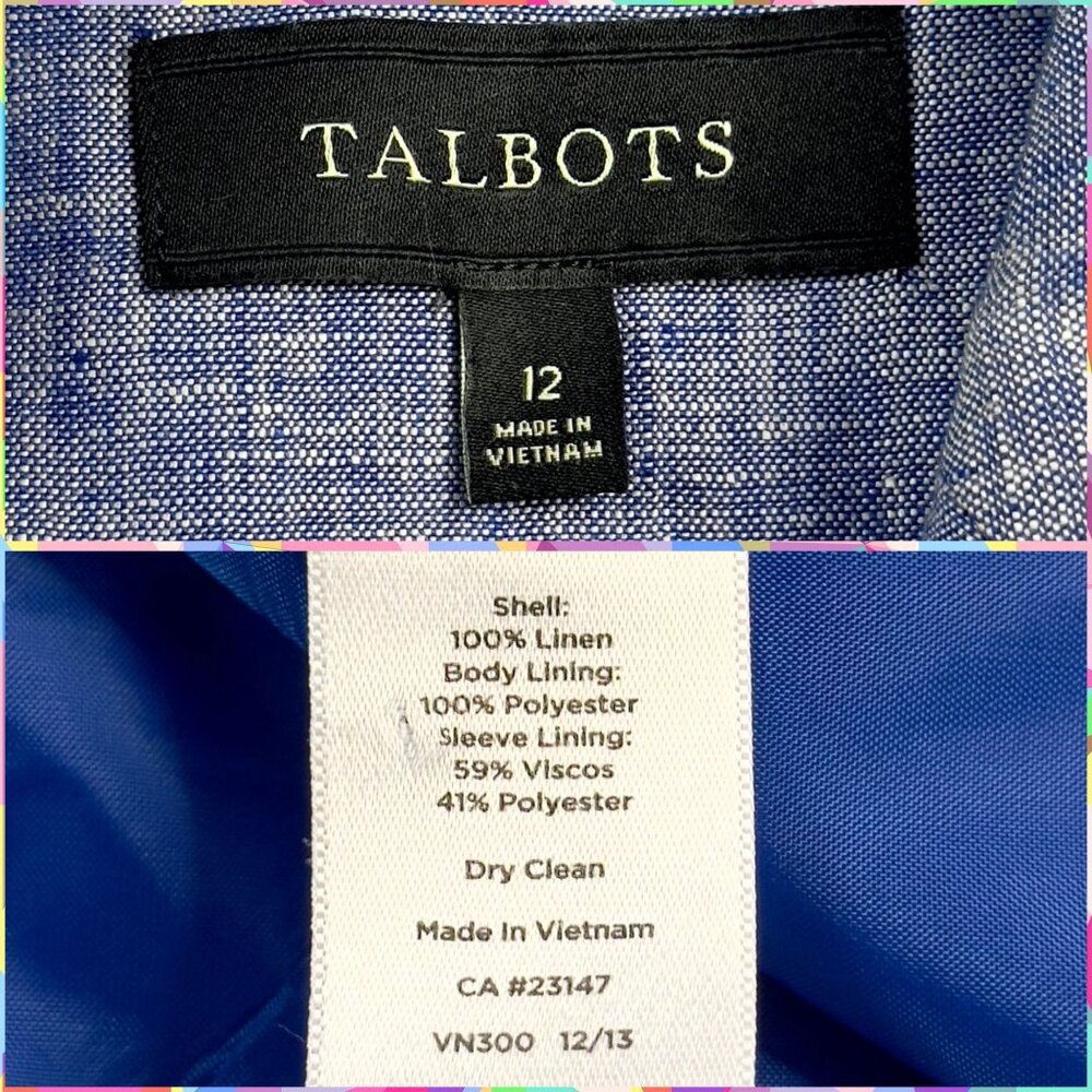 Talbots Chambray Blue Linen Two-Button Long Sleev… - image 6